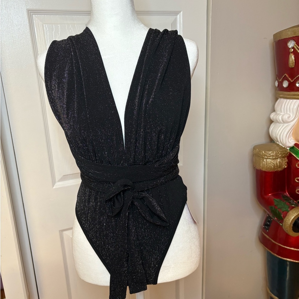 Black Shimmer One-Piece Bodysuit - Picture 6 of 9